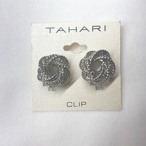 Tahari clip silver earrings